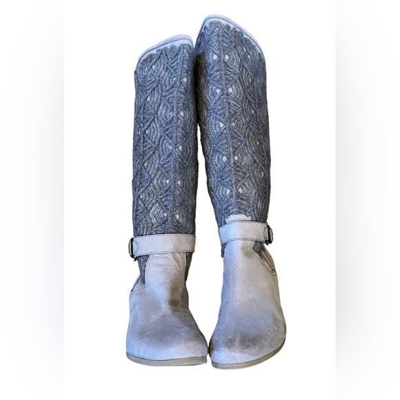 Napoleoni Womens  Gray Suede Knee High Boots Size 39‎ (8.5 US) Made In Italy - Picture 3 of 12